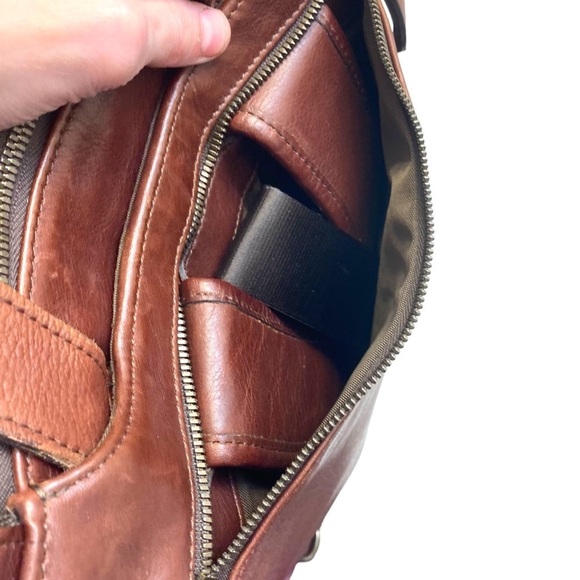 Allen Edmonds brown leather convertible backpack laptop bag carryon travel - Picture 4 of 16